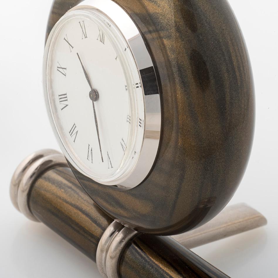 RELOJ DE SOBREMESA SOL  en elegante lacado negro ahumado dorado  textura - diseño moderno Moderno en venta