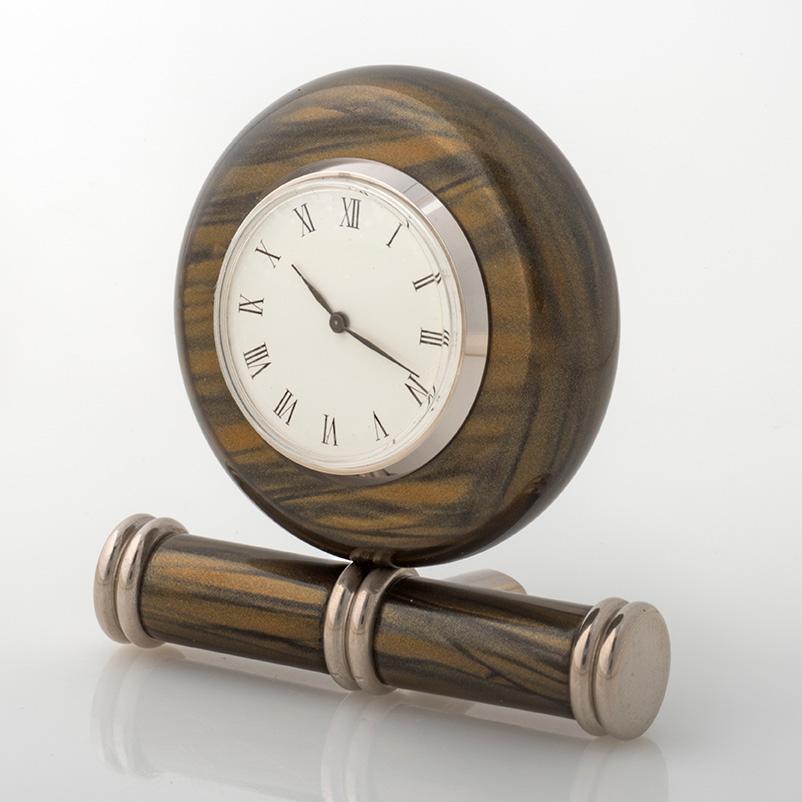 RELOJ DE SOBREMESA SOL  en elegante lacado negro ahumado dorado  textura - diseño moderno Italian en venta