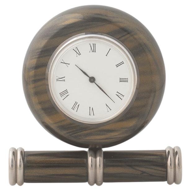 RELOJ DE SOBREMESA SOL  en elegante lacado negro ahumado dorado  textura - diseño moderno en venta