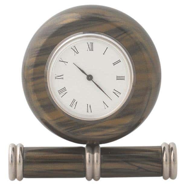 INCANTO - Contemporary design table clock and shagreen leather smoky ...