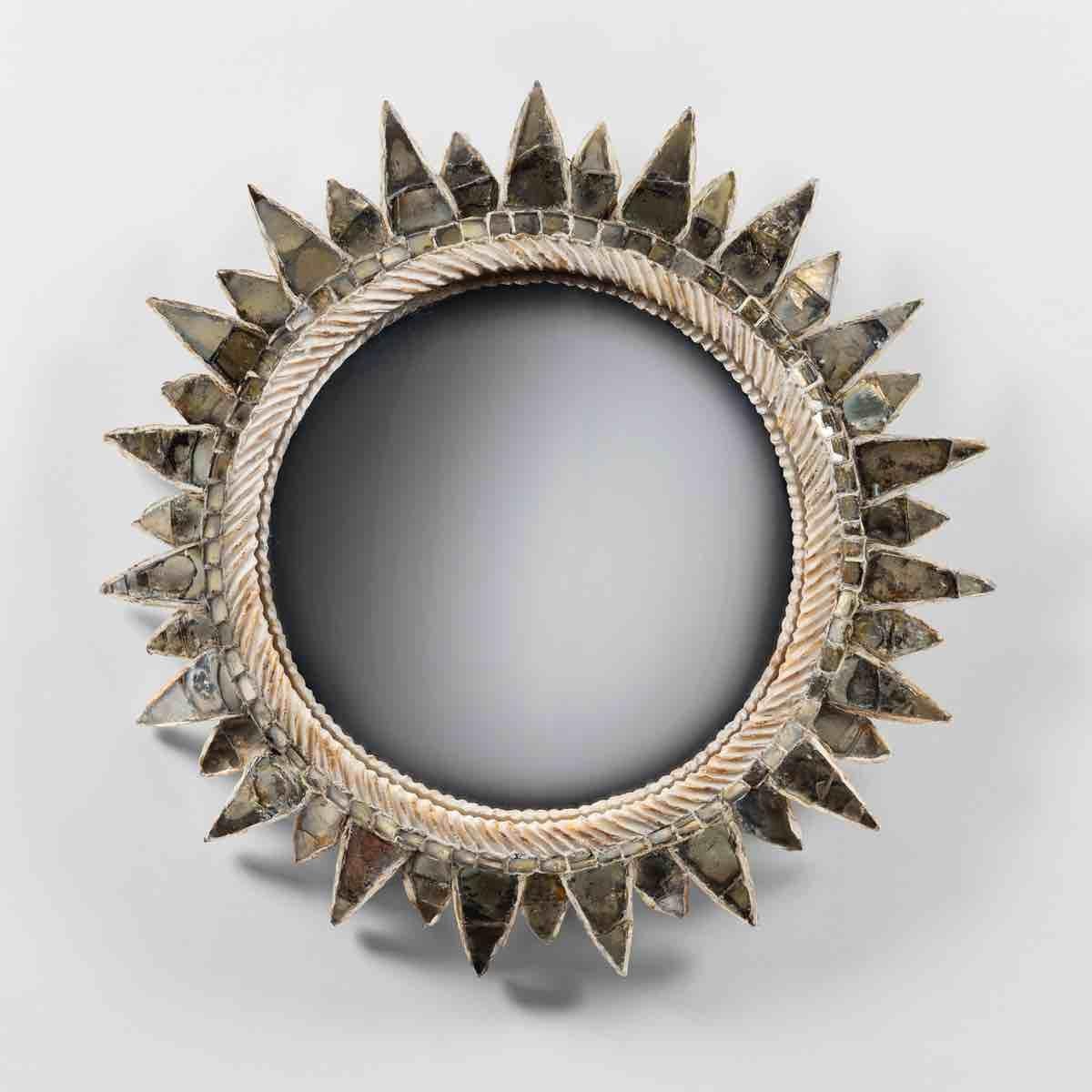 Mid-Century Modern Soleil à pointes by Line Vautrin – White talosel mirror For Sale