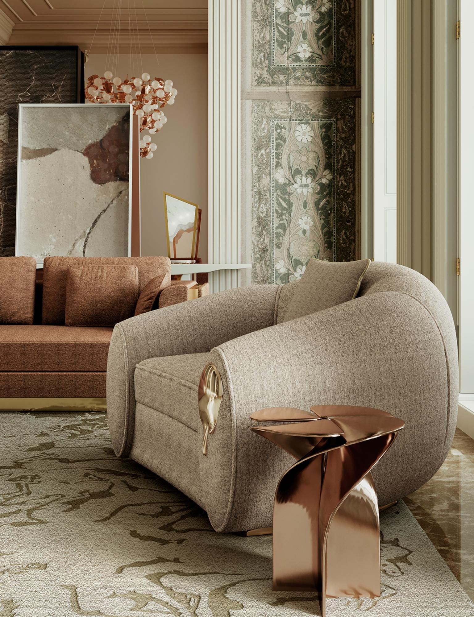 Fauteuil Soleil - Laiton et tissu moulés à la main - Boca do Lobo en vente 9