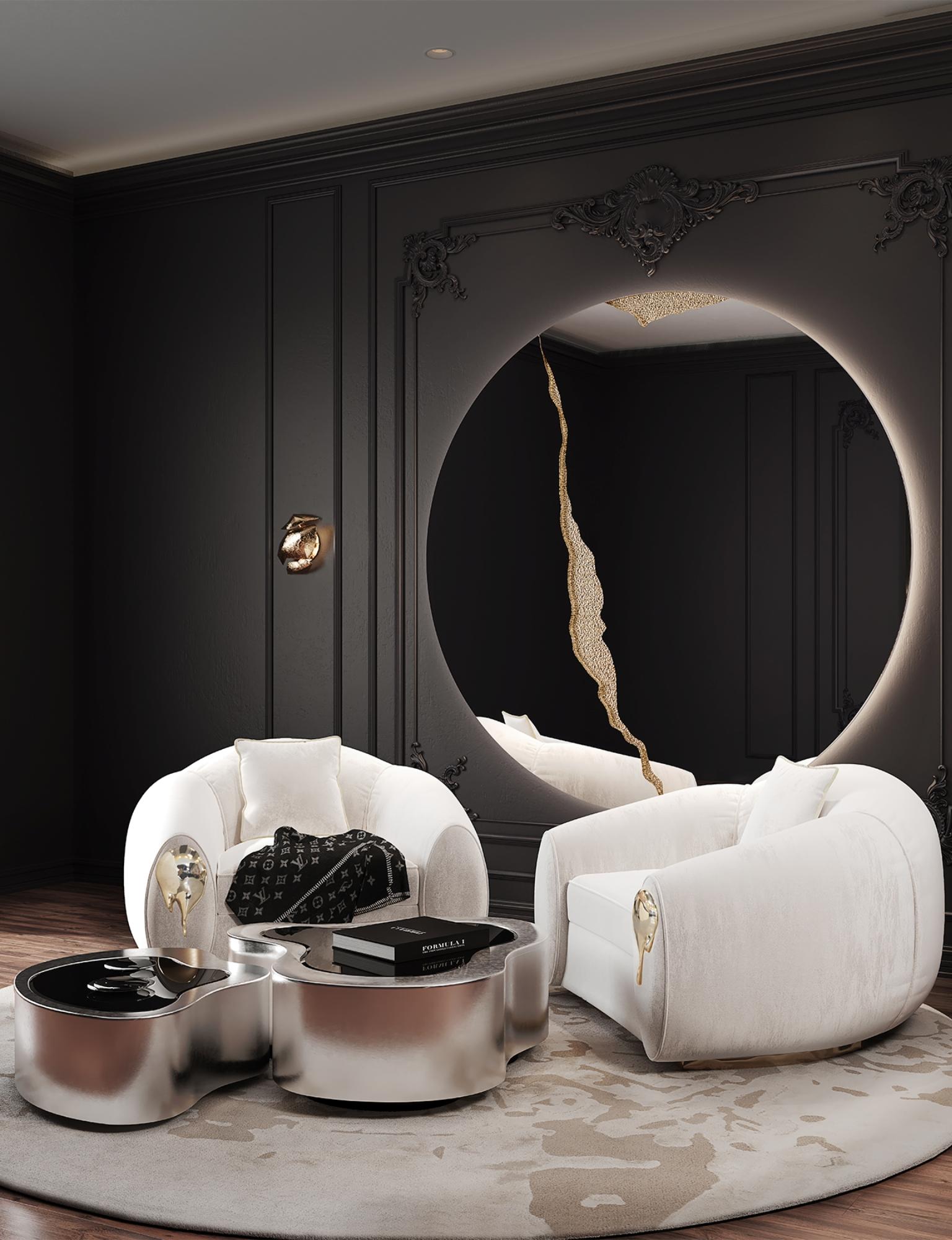 Fauteuil Soleil - Laiton et tissu moulés à la main - Boca do Lobo en vente 5