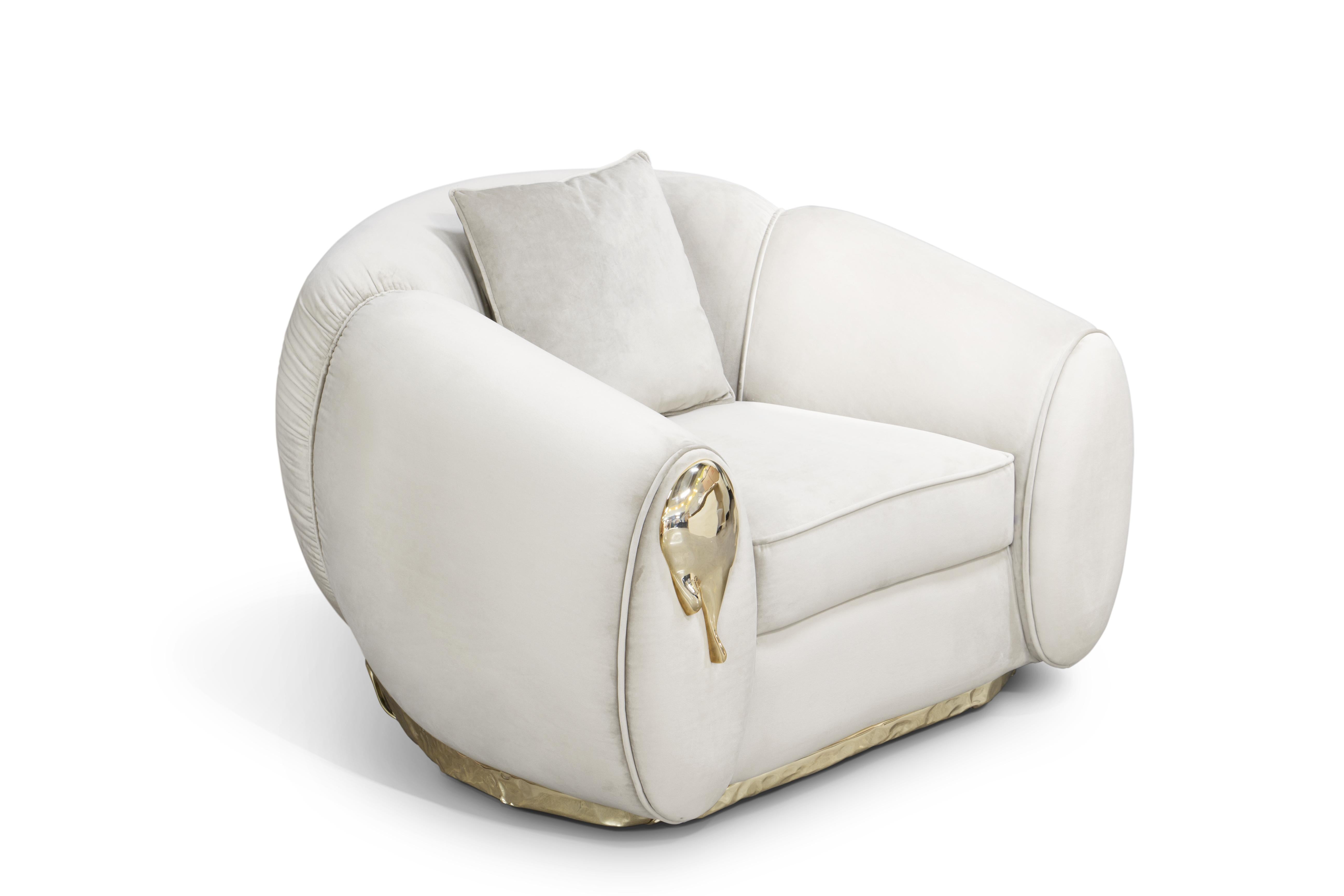 Fauteuil Soleil - Laiton et tissu moulés à la main - Boca do Lobo Neuf - En vente à Rio Tinto, PT