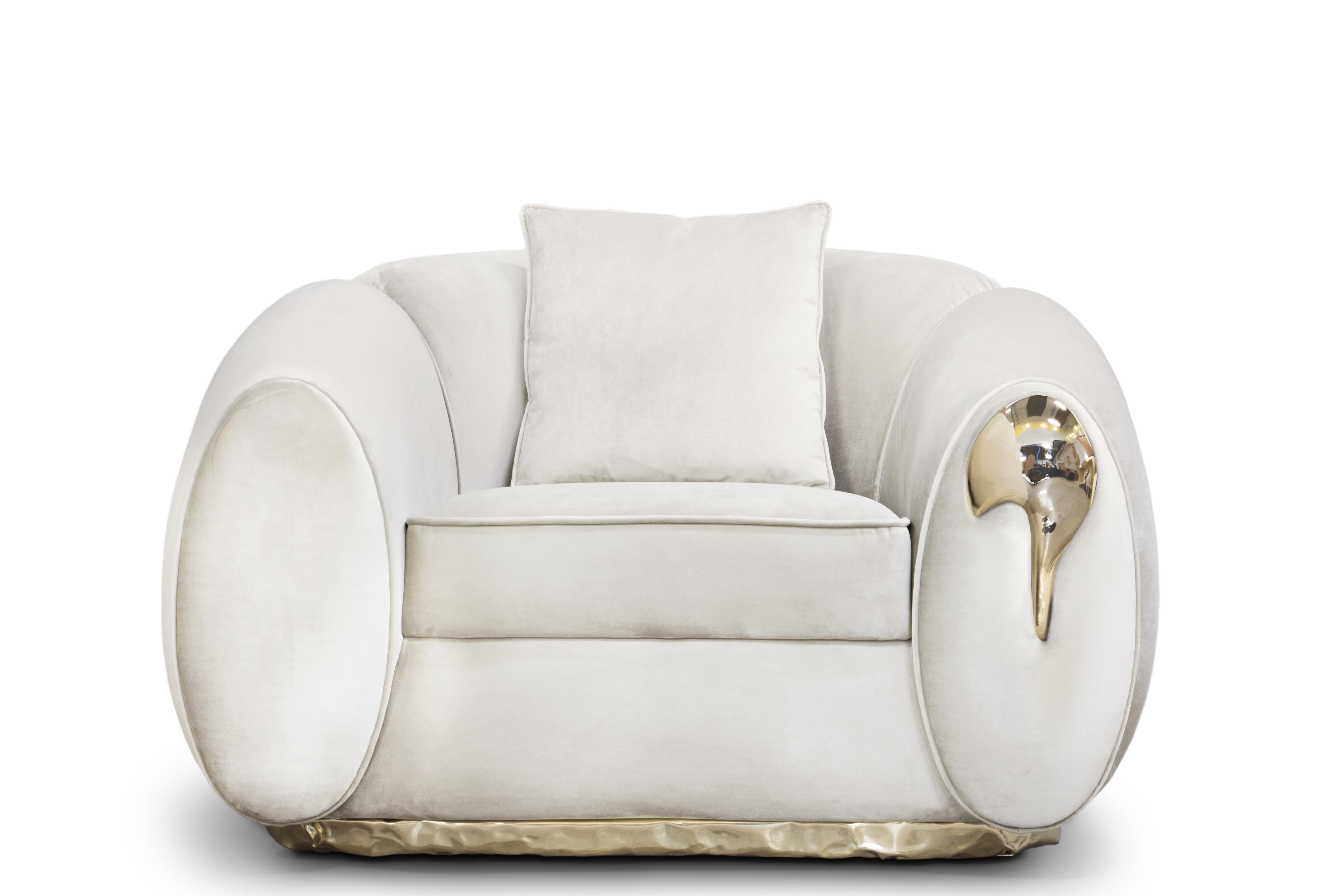 Ferronnerie Fauteuil Soleil - Laiton et tissu moulés à la main - Boca do Lobo en vente