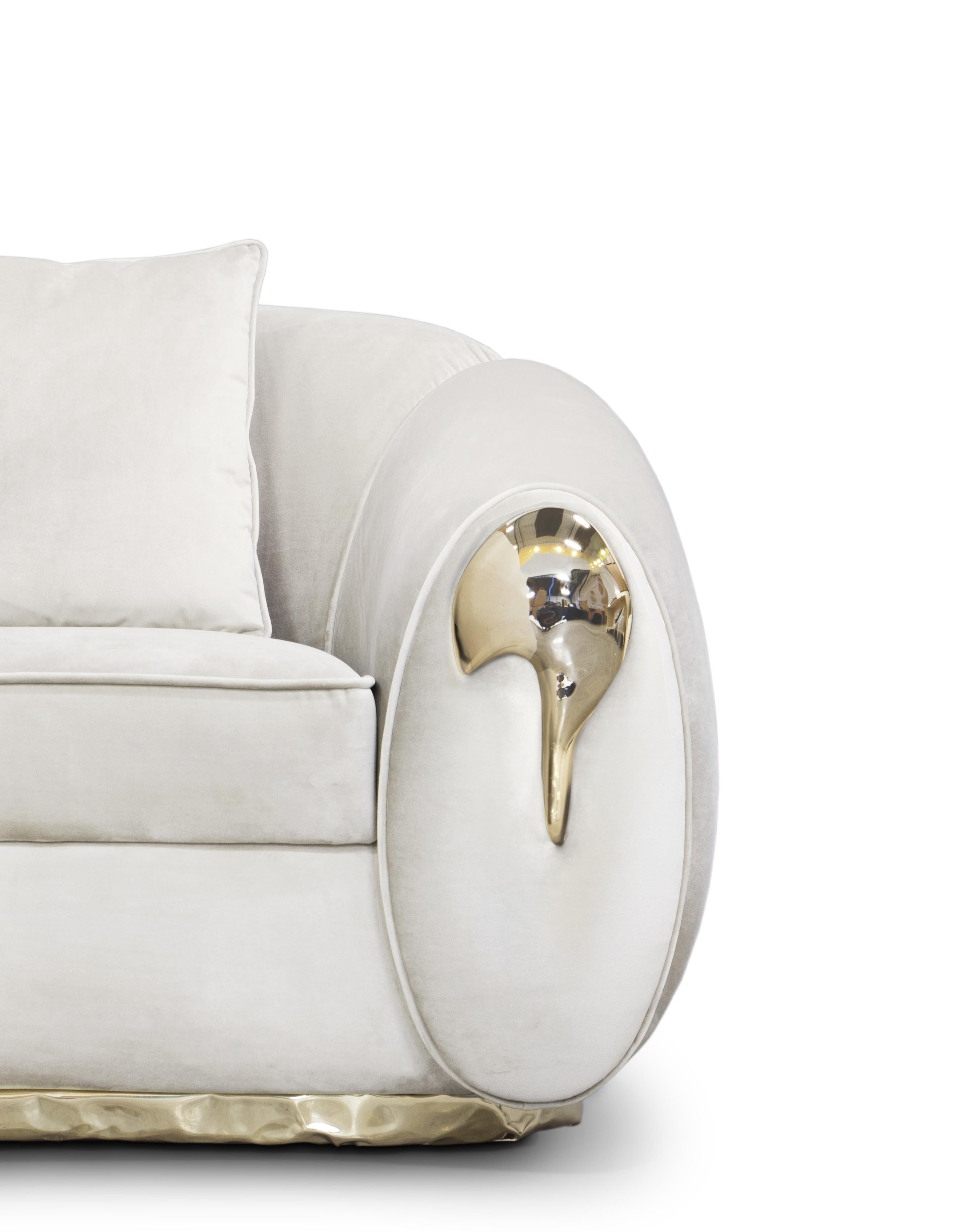 Fauteuil Soleil - Laiton et tissu moulés à la main - Boca do Lobo en vente 1