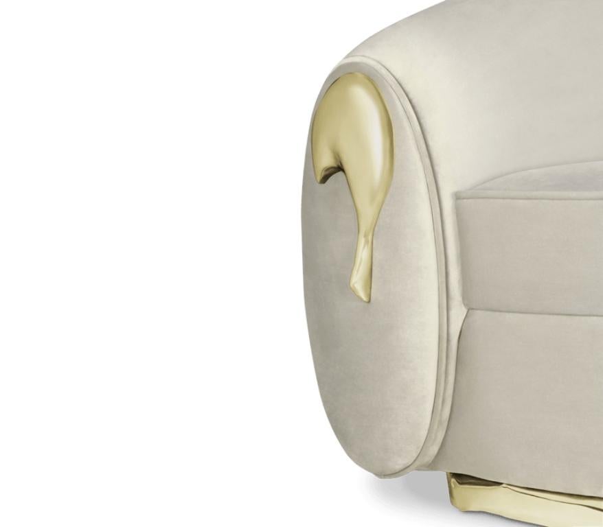Contemporary Modern Soleil Armchair with Brass Detail by Boca do Lobo For Sale