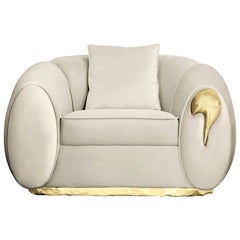 Modern Soleil Armchair with Brass Detail by Boca do Lobo