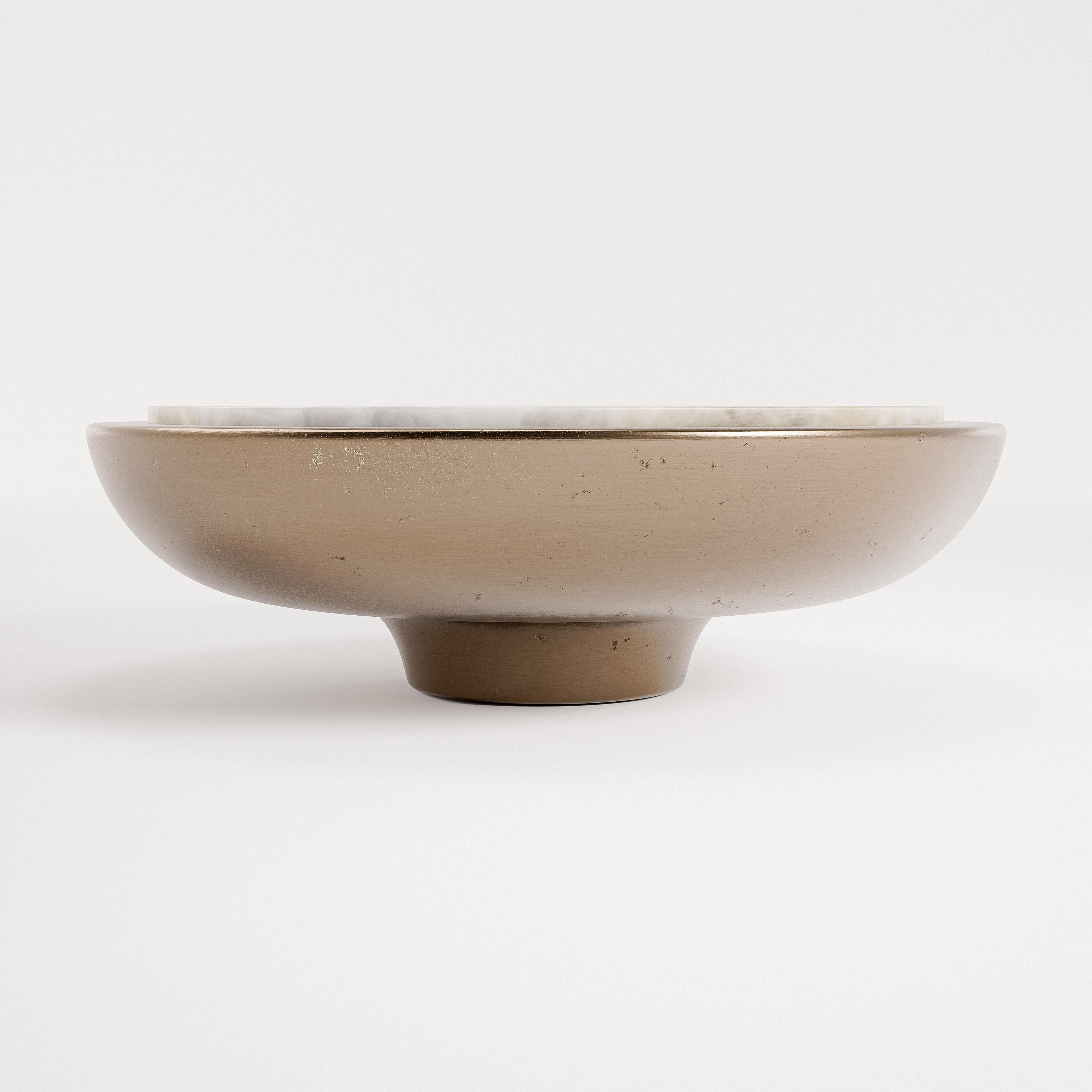 Postmoderne Table basse Soleil en bronze et onyx blanc par Verena Brausch en vente
