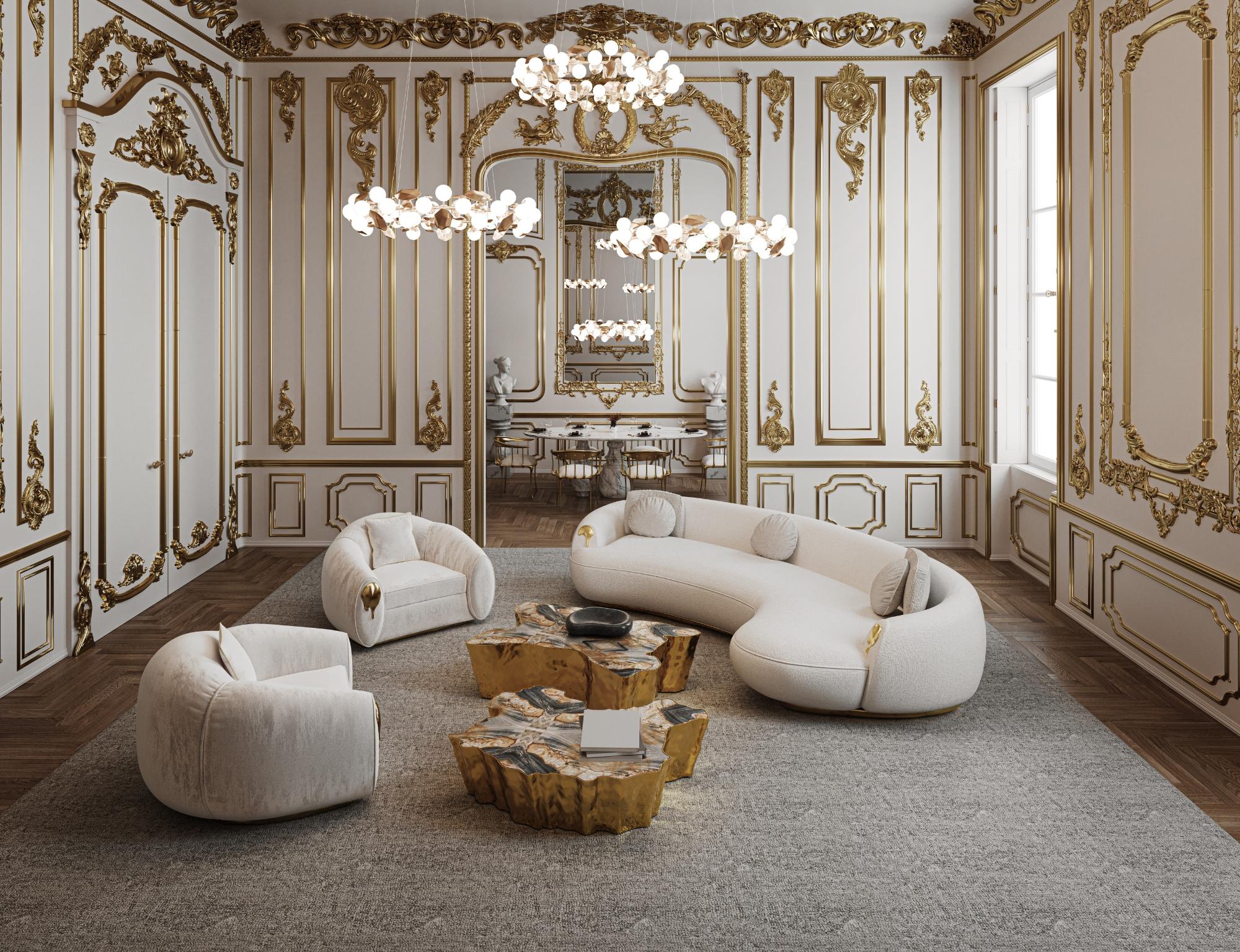 Soleil Gebogenes Sofa - Handpoliertes gegossenes Messing & Stoff - Boca do Lobo im Angebot 12