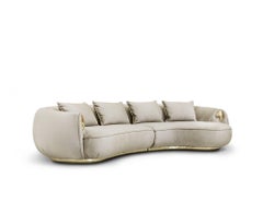 Soleil Curved Sofa - Hand-Polished Casted Brass & Fabric - Boca do Lobo