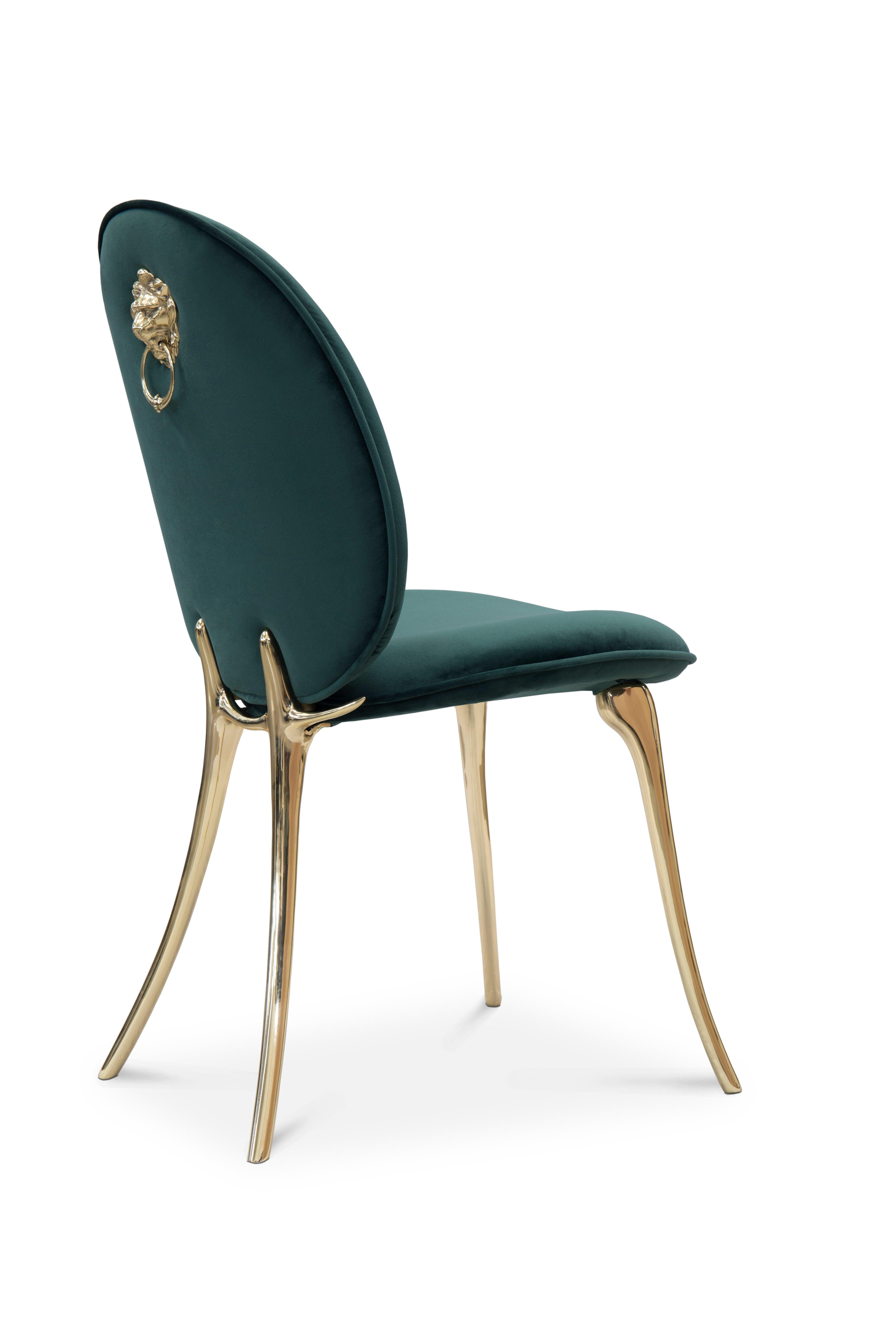 Metal Modern Contemporary Soleil Dining Chair Polished Casted Brass by Boca do Lobo For Sale