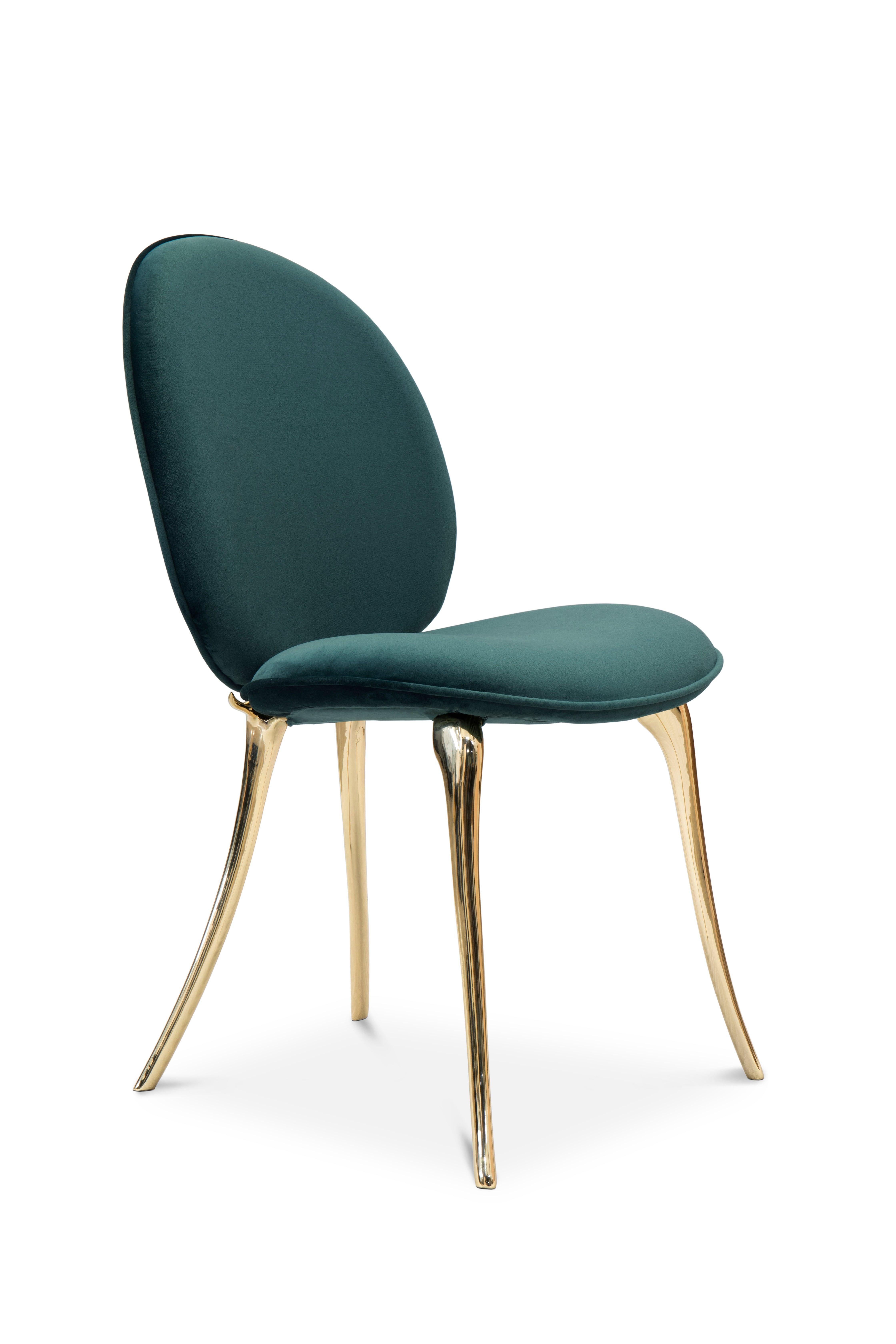 Modern Contemporary Soleil Dining Chair Polished Casted Brass by Boca do Lobo For Sale 1