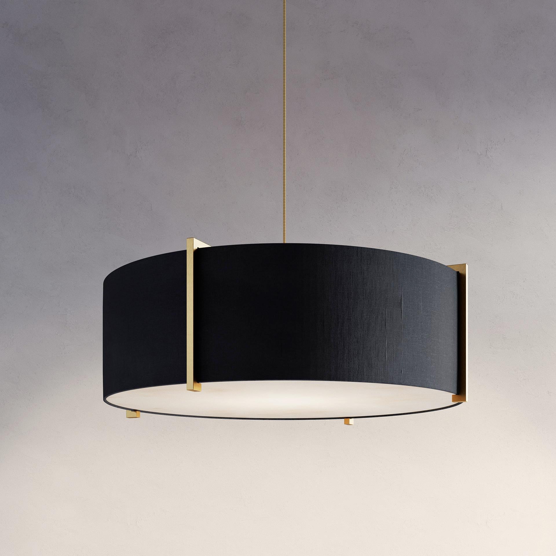 Soleil Pendant Carbon by Atelier001
Dimensions: D80 x H36 cm
Materials: Silk, Brass.
Also Available: In different finishes. 

All our lamps can be wired according to each country. If sold to the USA it will be wired for the USA for instance.

A