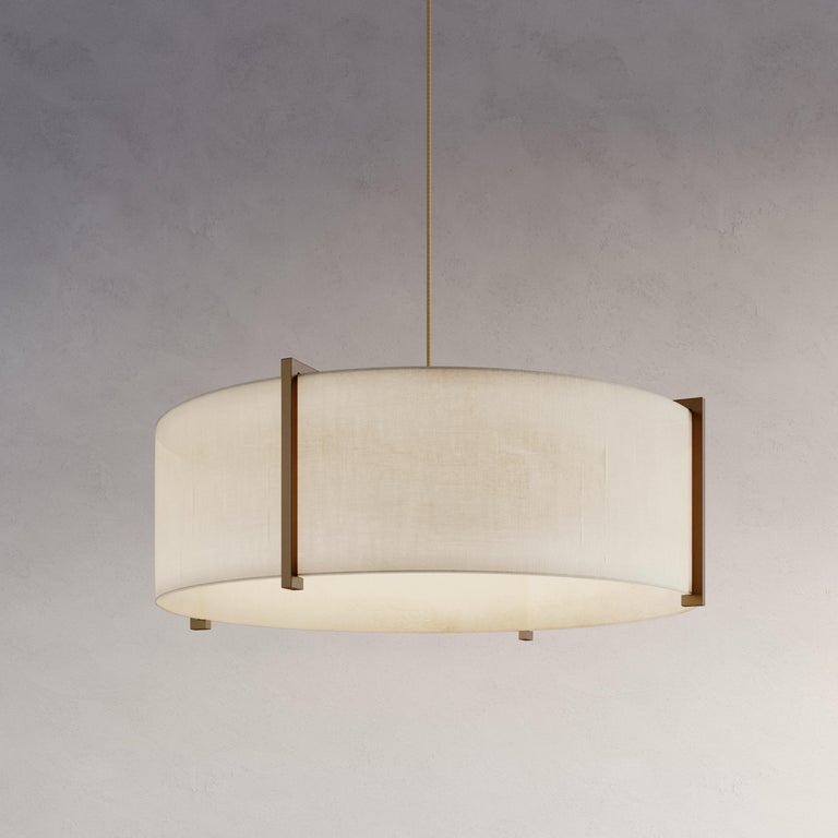 A gorgeous example of a neutral, exquisitely finished pendant from our ‘Canvas Collection’. ‘Soleil’ pendant light features pure, raw silk shades set in a contemporary frame.

This purist pendant is apt for both modern and classic interiors. The