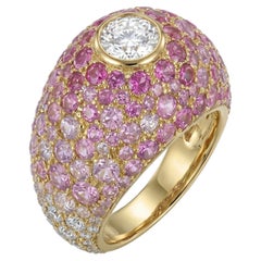 Anillo «Soleil» en oro de 18k con diamantes y zafiros rosas, de MARIANNE CANARELLI