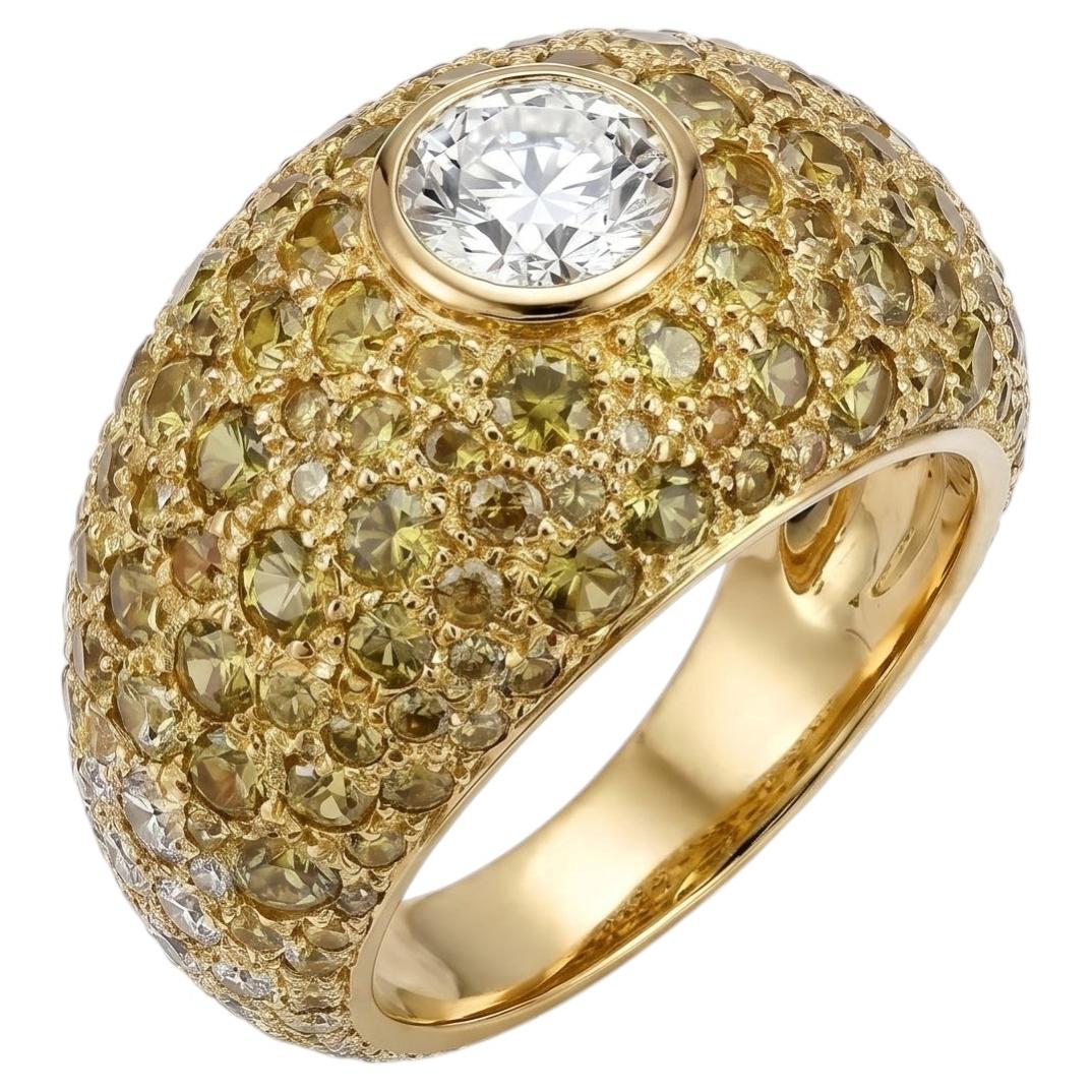 „Soleil“-Ring aus 18-karätigem Gold mit Diamanten und gelben Saphiren von MARIANNE CANARELLI