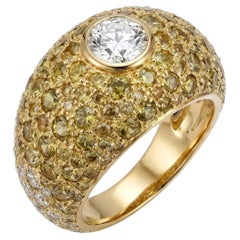 Anello Soleil in oro 18 carati con diamanti e zaffiri gialli di MARIANNE CANARELLI