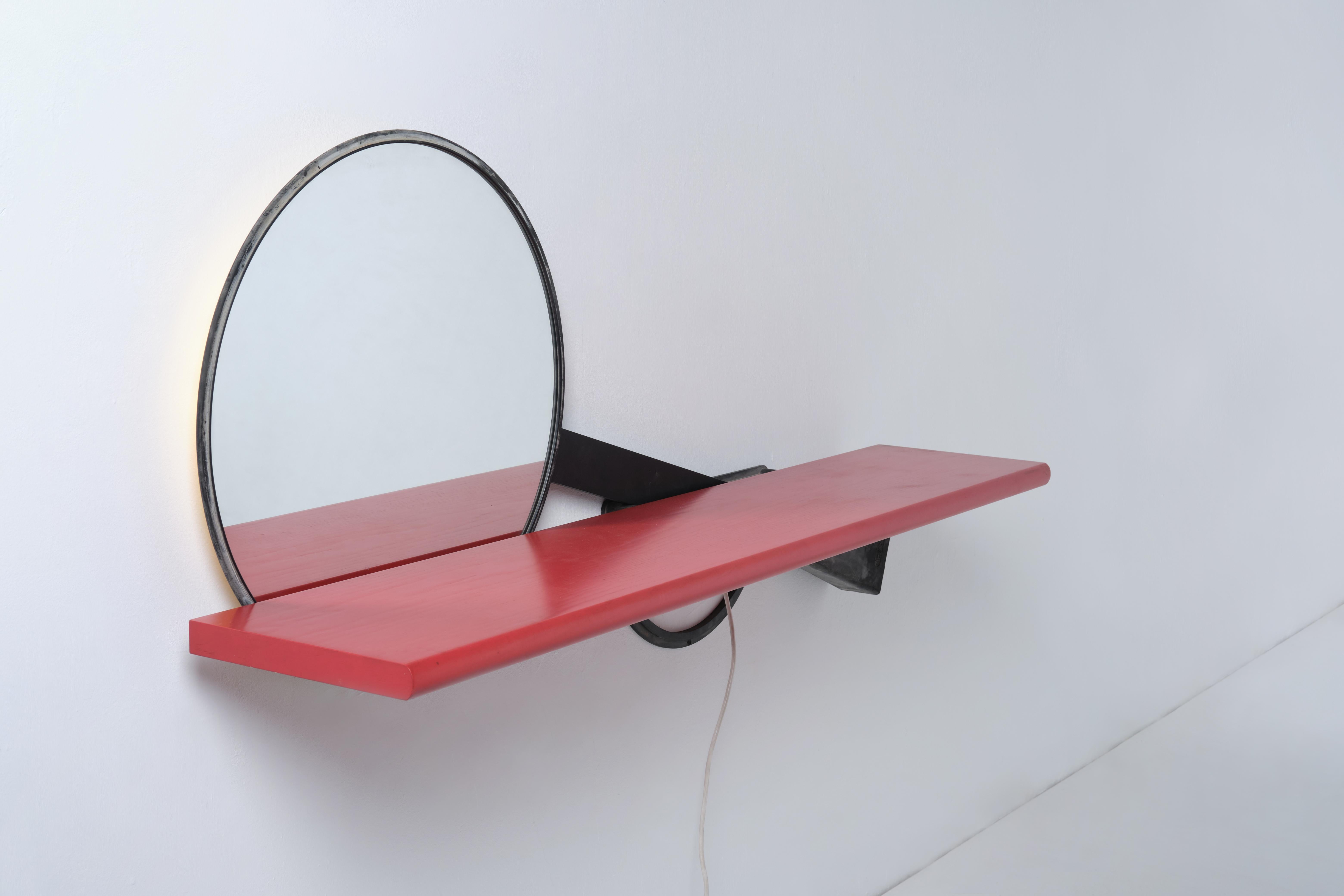 Metal Solemio Console Table with Mirror by Giotto Stoppino for Acerbis, 1983