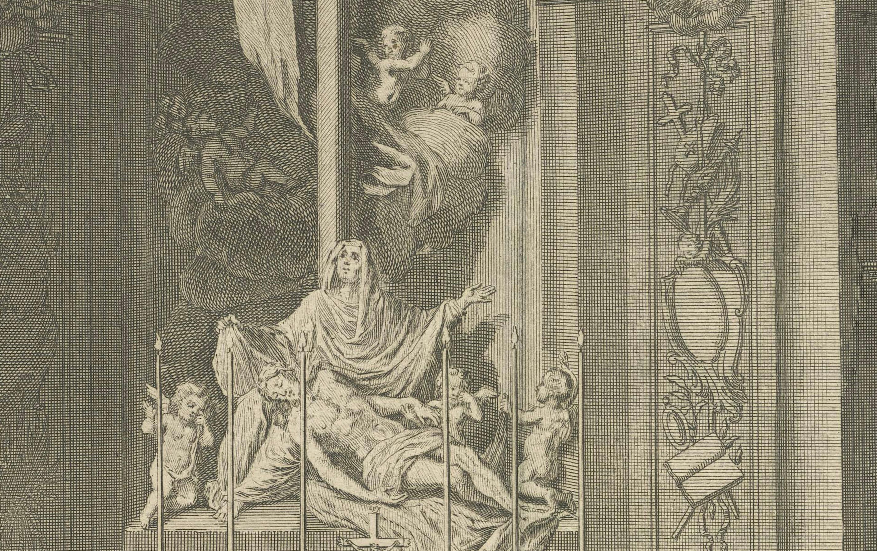 Inizio XVIII secolo Celebrazione di una messa solenne, Bernard Picart, 1725, incisione in vendita