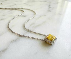 Tiffany & Co. Platinum & 18K Fancy Vivid Yellow Diamond Necklace