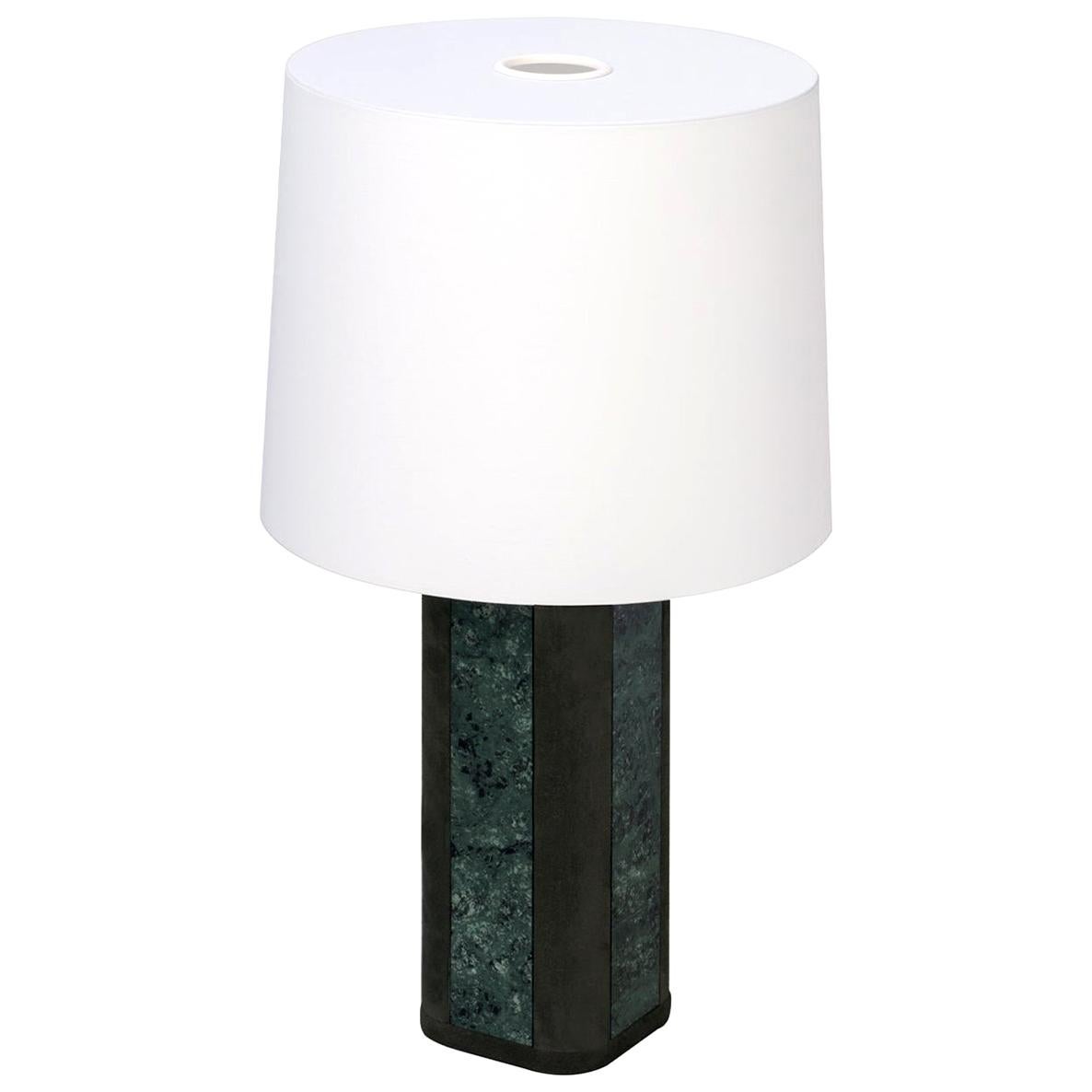 Solferino Small Green Guatemala Marble Table Lamp For Sale