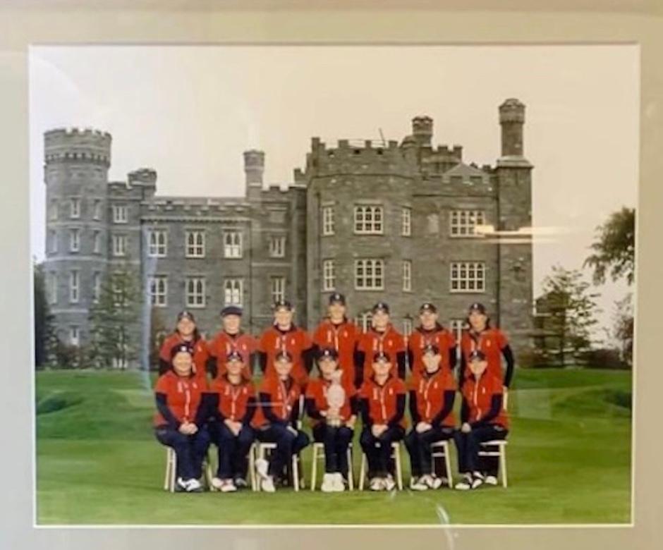 Presented is an autographed collage celebrating the women golfers of the 2011 Solheim Cup U.S. team.  The 12th Solheim Cup Matches were held September 23-25 in Ireland at Killeen Castle, just northwest of Dublin. The biennial matches are a three-day