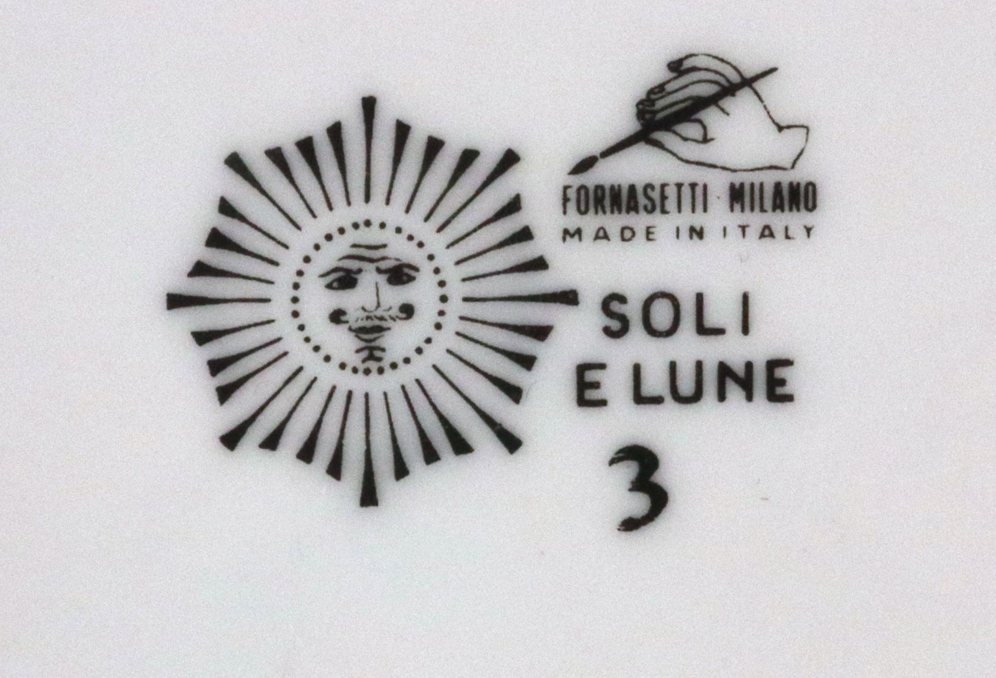 Soli E Lune Sonnen- und Mondmuster-Keramikuntersetzer von  Piero Fornasetti im Angebot 6