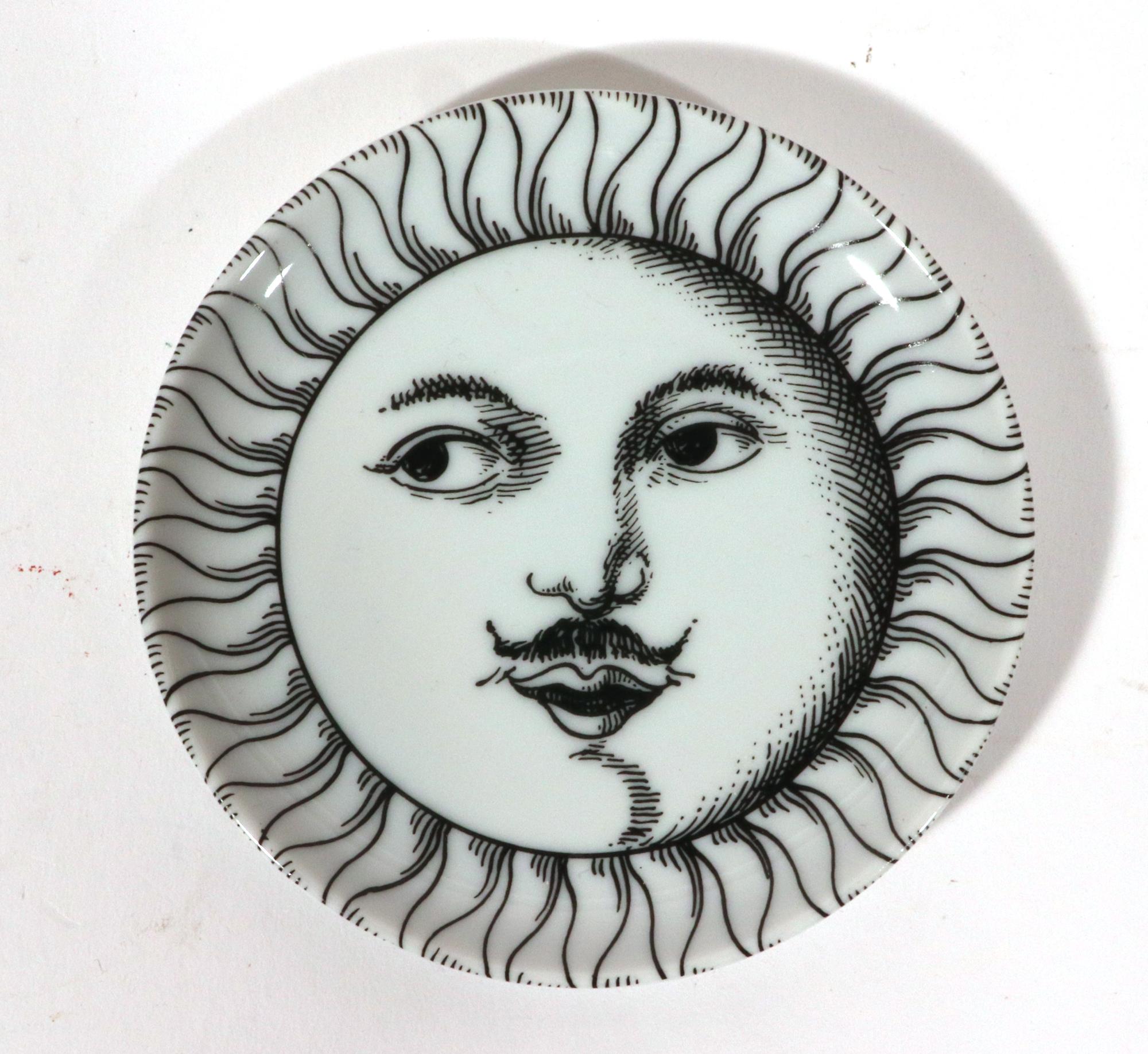 Soli E Lune Sun and Moon Pattern Ceramic Coasters by  Piero Fornasetti For Sale 2
