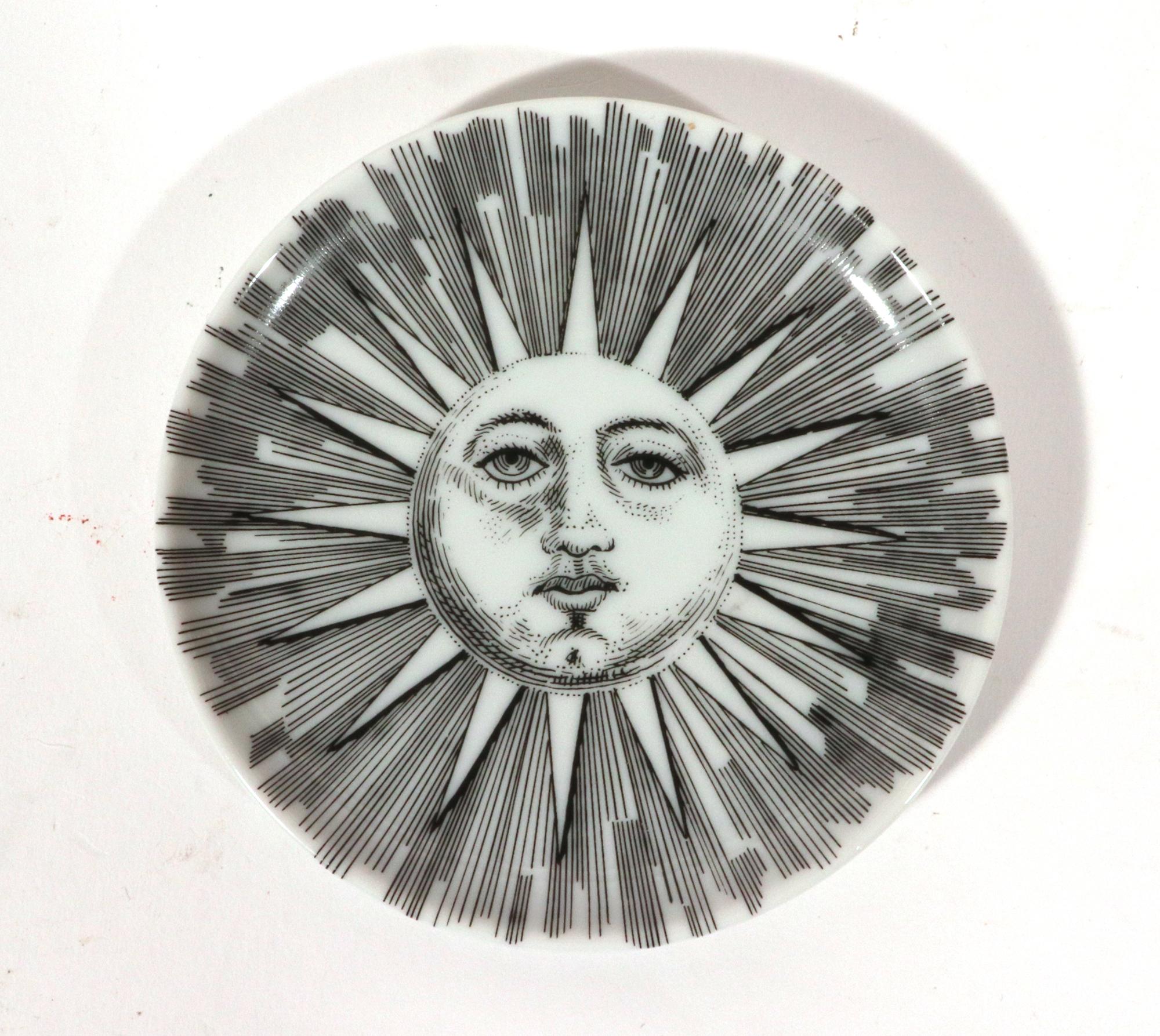 Soli E Lune Sun and Moon Pattern Ceramic Coasters by  Piero Fornasetti For Sale 3