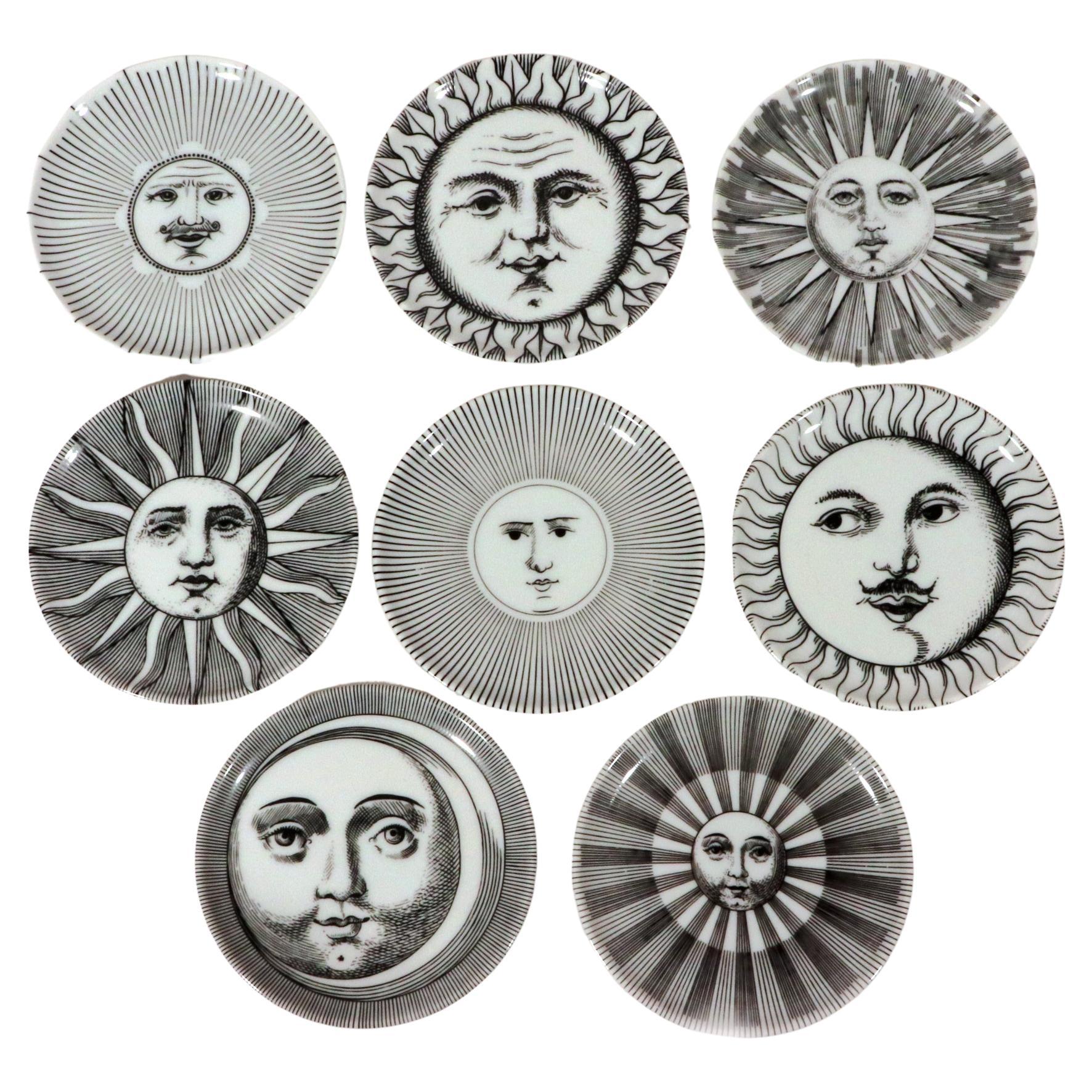 Soli E Lune Sonnen- und Mondmuster-Keramikuntersetzer von  Piero Fornasetti