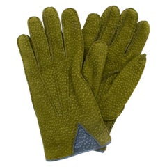 Soli Olive Green Leather & Cashmere interior Gloves SIZE 8.5