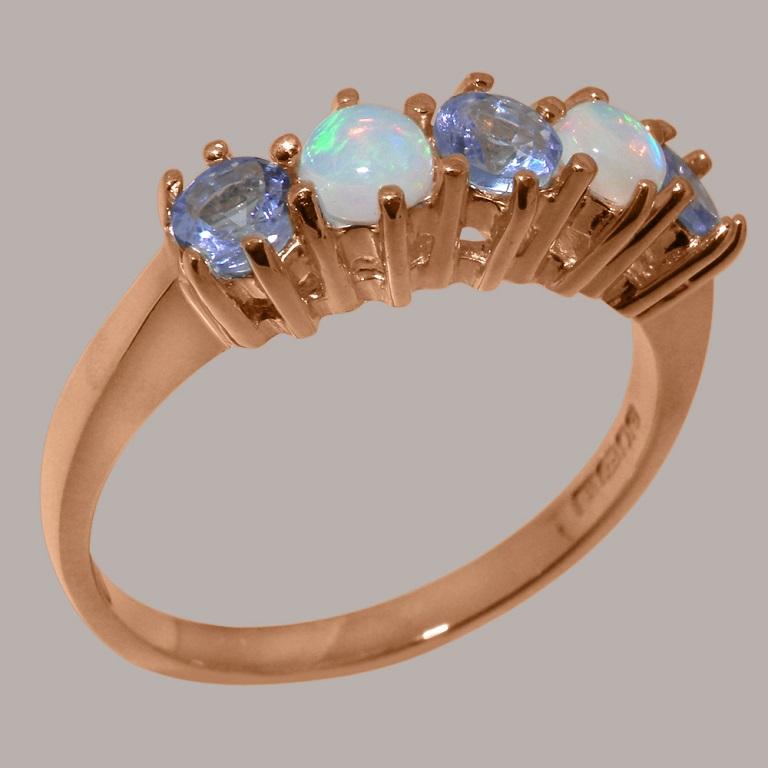 For Sale:  Solid 10k Rose Gold Natural Tanzanite & Opal womens Eternity Ring Customizable 2