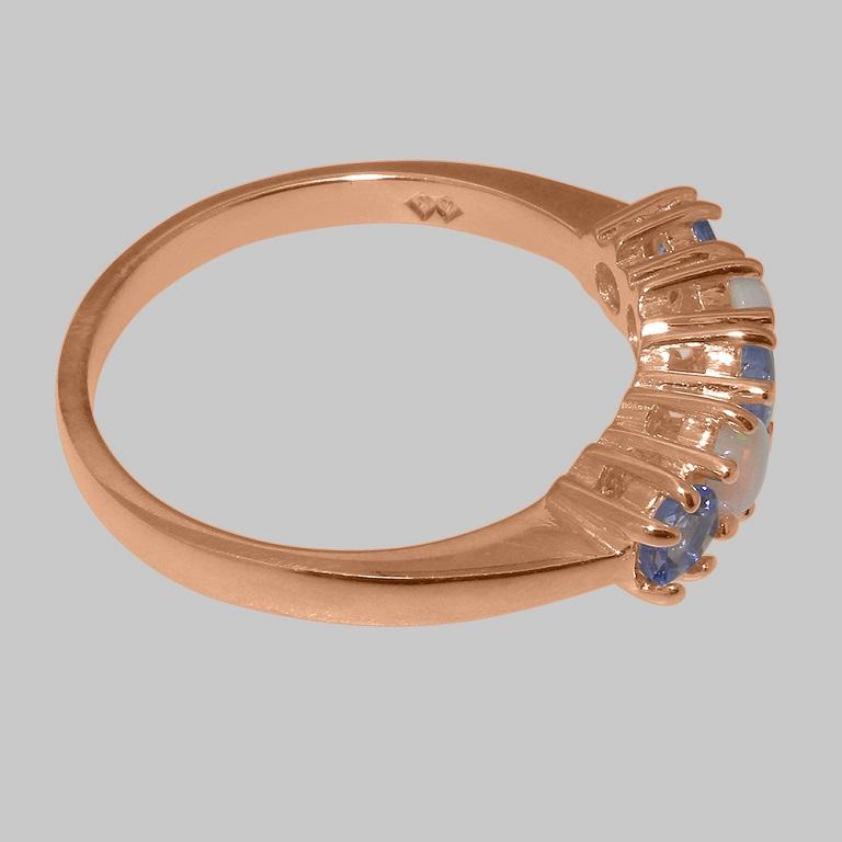 For Sale:  Solid 10k Rose Gold Natural Tanzanite & Opal womens Eternity Ring Customizable 3