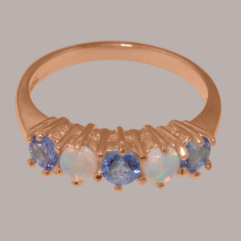 For Sale:  Solid 10k Rose Gold Natural Tanzanite & Opal womens Eternity Ring Customizable 4