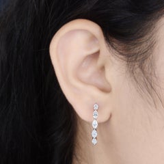 Solid 10k White Gold Natural 1.97 Ct. Marquise Diamond Hoop Earrings New Jewelry