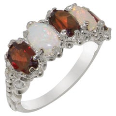 Solide 10k Weißgold natürlichen Granat & Opal Frauen Eternity Ring anpassbar