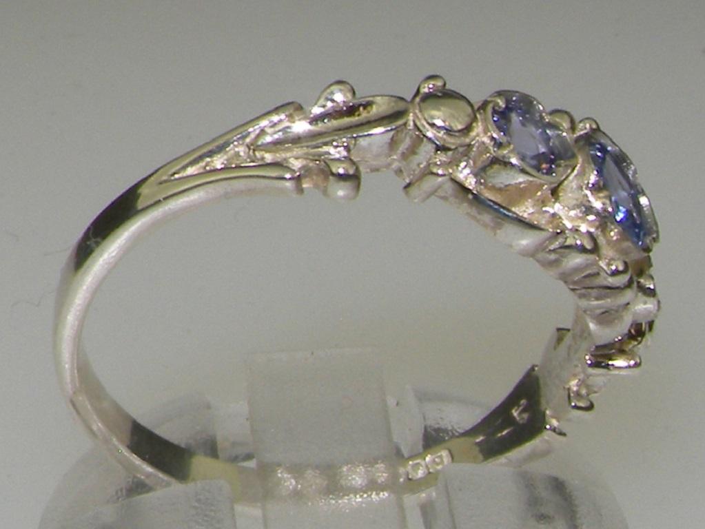 For Sale:  Solid 10k White Gold Natural Tanzanite Womens  Trilogy Ring Customizable 4
