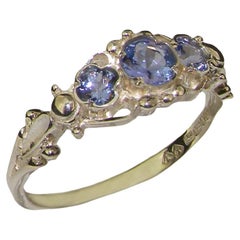 Tanzanite naturale in oro massiccio 10k Whiting Donna  Anello Trilogy personalizzabile