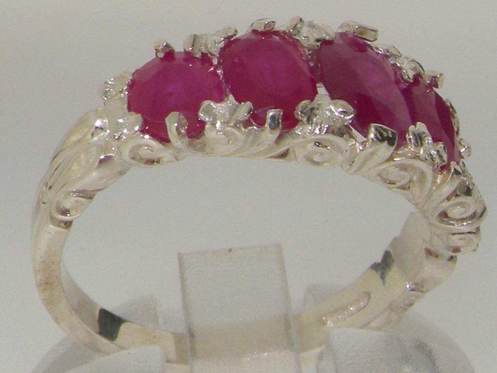 For Sale:  Solid 10K White Gold Ruby Five Stone Ring Engagement Ring Customizable 3