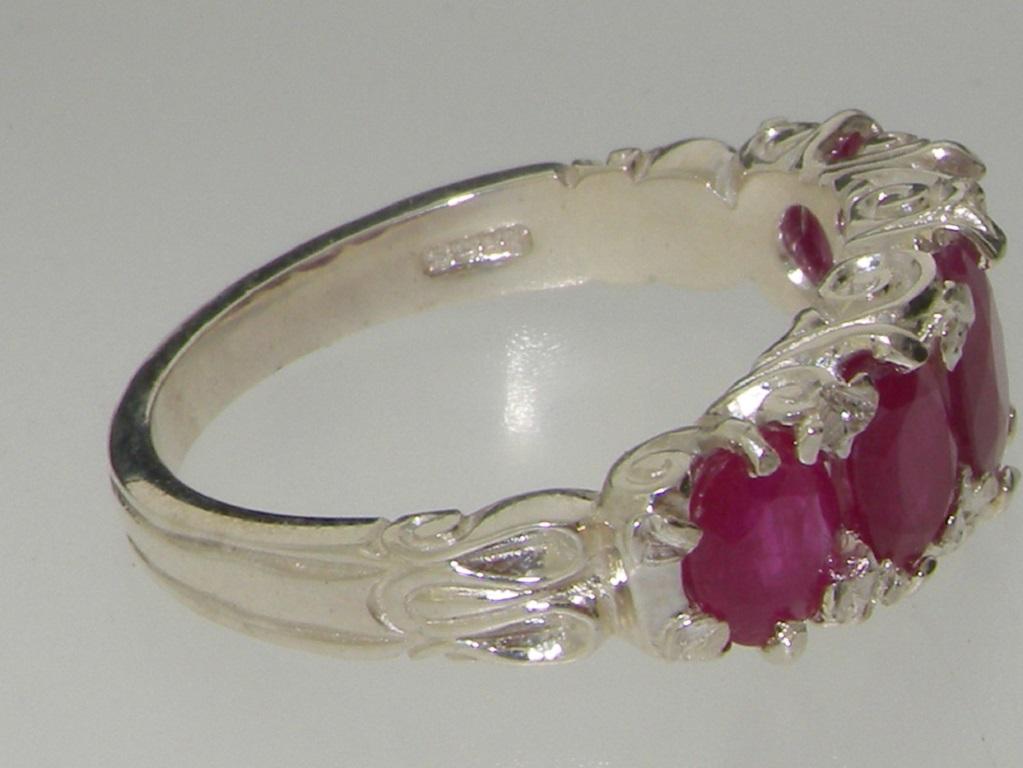 For Sale:  Solid 10K White Gold Ruby Five Stone Ring Engagement Ring Customizable 4