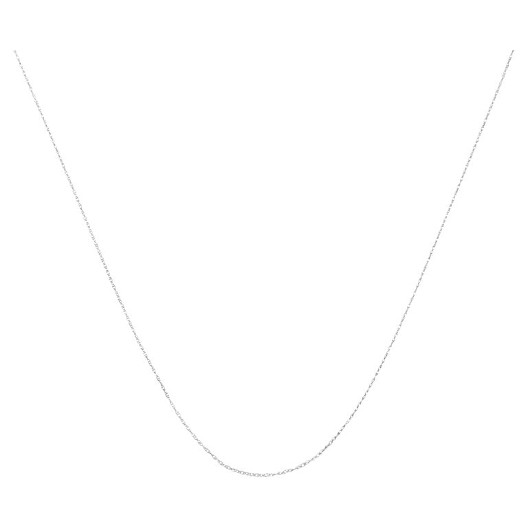 Solid 10K White Gold Slim and Dainty Unisex Rope Chain Necklace Chain ...