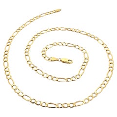 Collana con catena classica A Link Figaro in oro giallo massiccio 10k da 22" con chiusura a moschettone