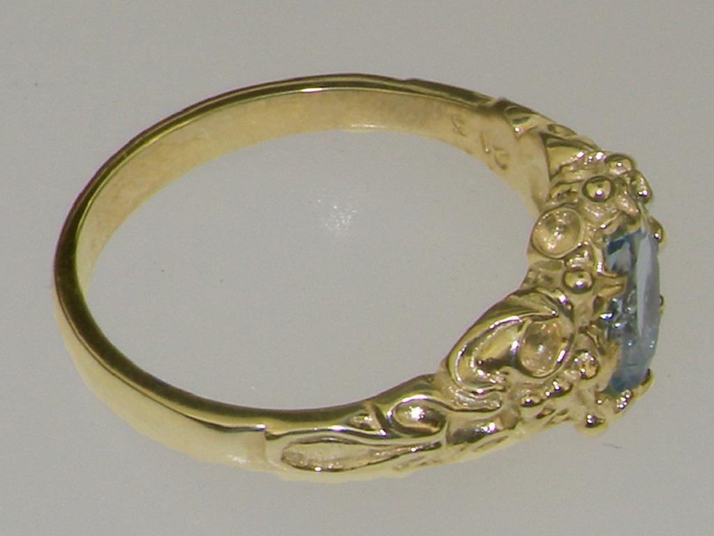For Sale:  Solid 10K Yellow Gold Natural AAA Aquamarine Womens Solitaire Ring Customizable 2