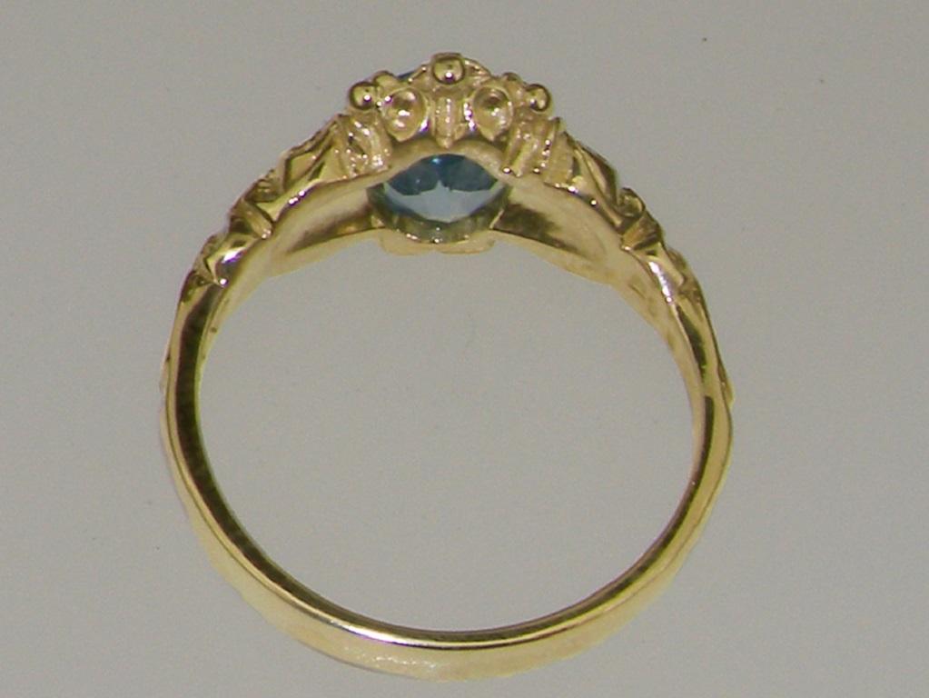 For Sale:  Solid 10K Yellow Gold Natural AAA Aquamarine Womens Solitaire Ring Customizable 3