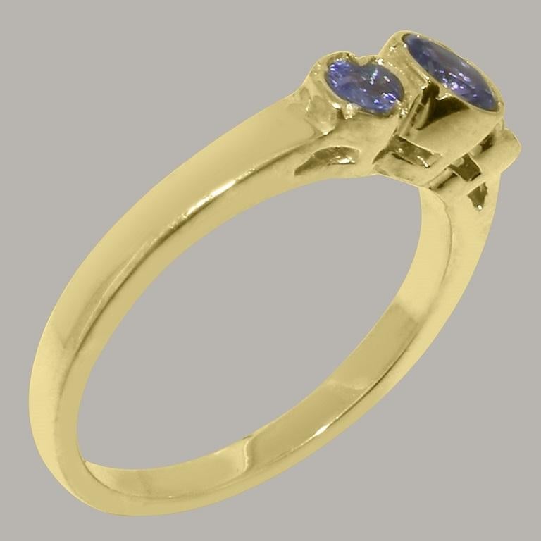 Im Angebot: Massiv 10k Gelbgold Natürlicher Tansanit Damen Trilogy Ring anpassbar () 4