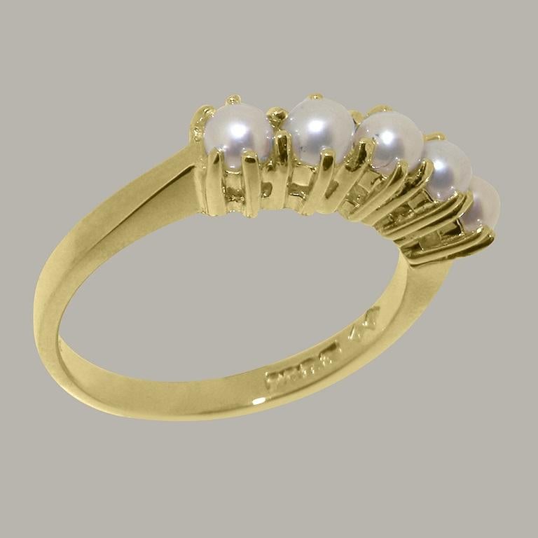 For Sale:  Solid 10k Yellow Gold Pearl womens Eternity Ring Customizable 3