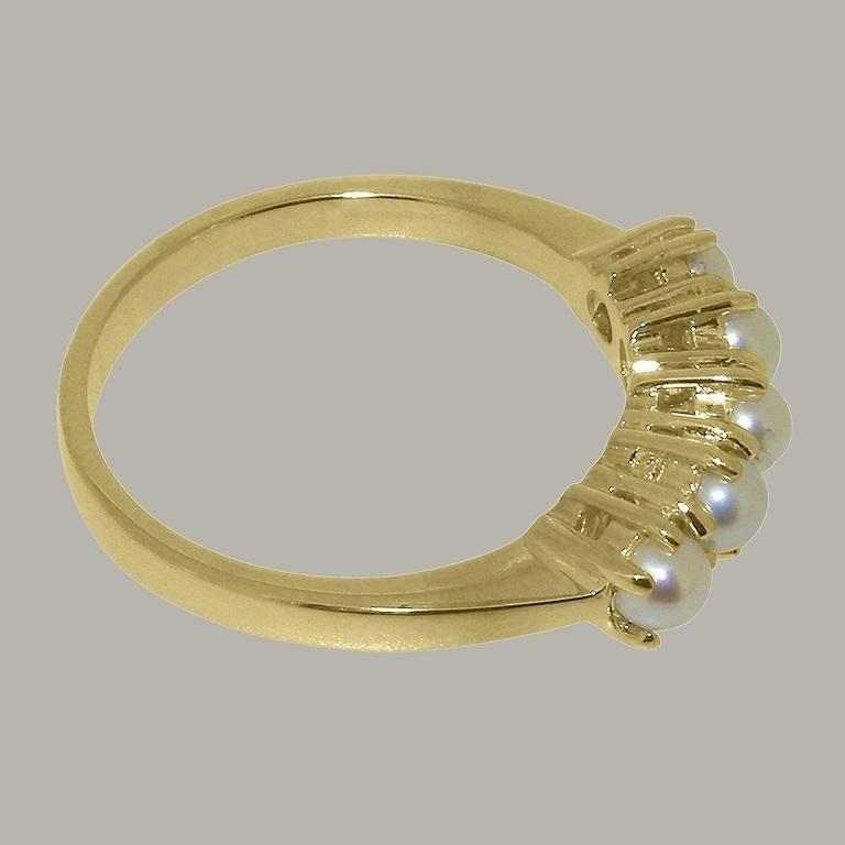 For Sale:  Solid 10k Yellow Gold Pearl womens Eternity Ring Customizable 4