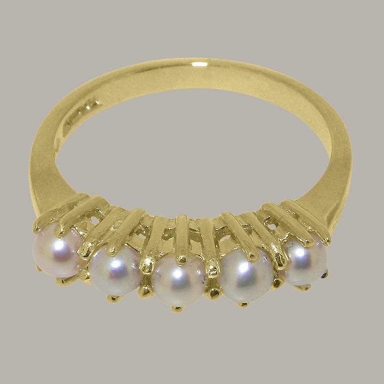For Sale:  Solid 10k Yellow Gold Pearl womens Eternity Ring Customizable 5