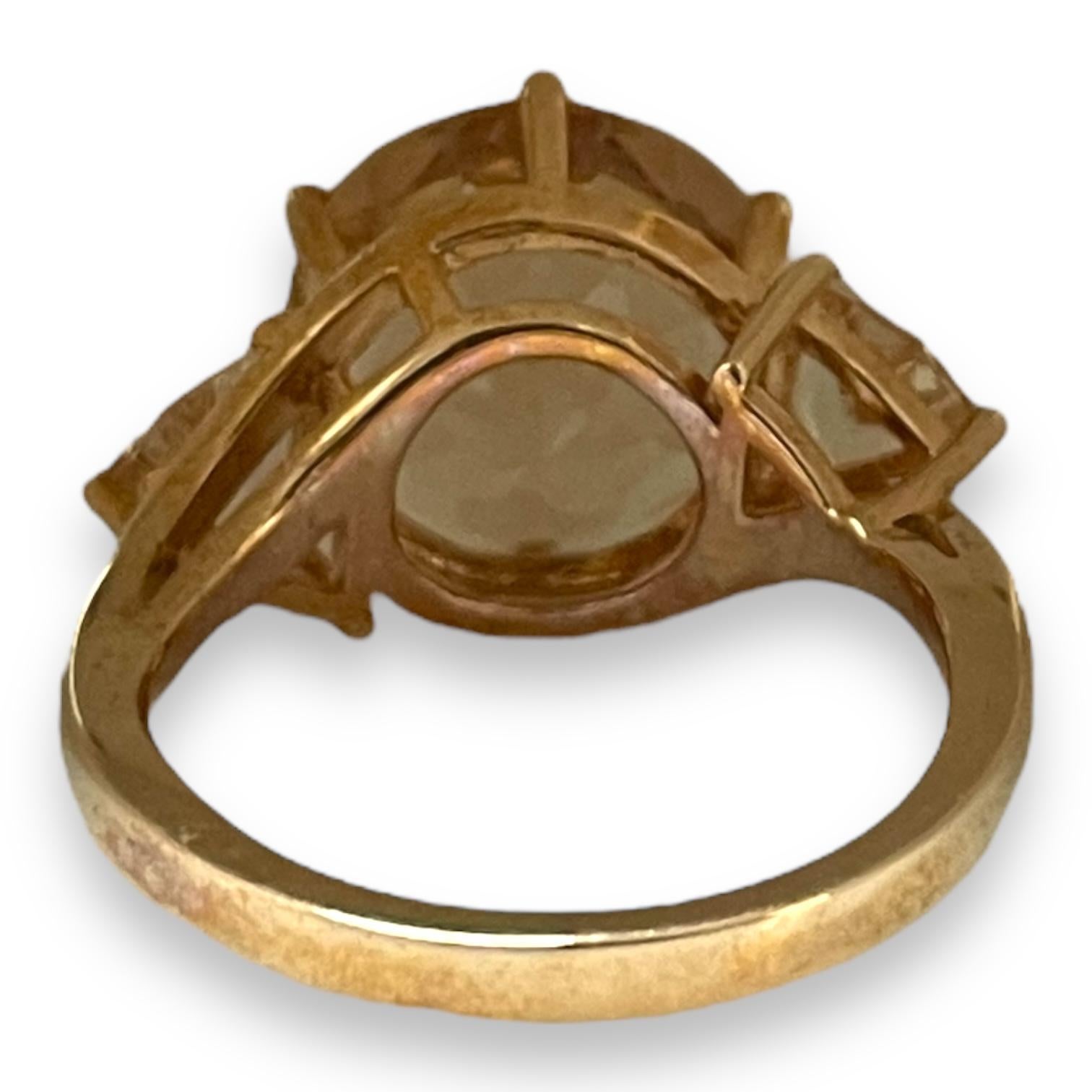 Art déco Bague en or jaune massif et quartz roseâtre taille 6 en vente